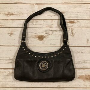 Vintage Licensed Harley-Davidson Black Pebbled Leather Silver Studs Shoulder Bag